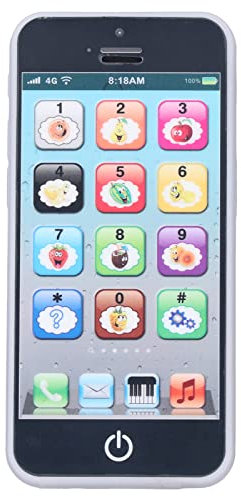 BSTCAR Téléphone Jouet pour Garçons et Filles, Téléphone Portable à écran Tactile avec Musique et Lumière, Jouets D'éducation Précoce, pour Bébés et Enfants (Noir)