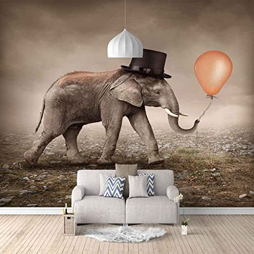 Wandbild Fototapete Elefant-Tier-Ballon-Zylinder 3D-Wand-Illusion, Dekor-Wandtapete Für Schlafzimmer, Erwachsene, Wohnzimmer, Abziehen Und Aufkleben, Wandfoto, Abnehmbare Wandkunst 400 (Breite) x 280