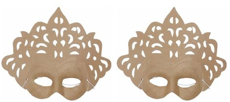 Décopatch AC786Cpack 2 Masken Prinzessin aus Pappmaché 8x23x18cm Braun