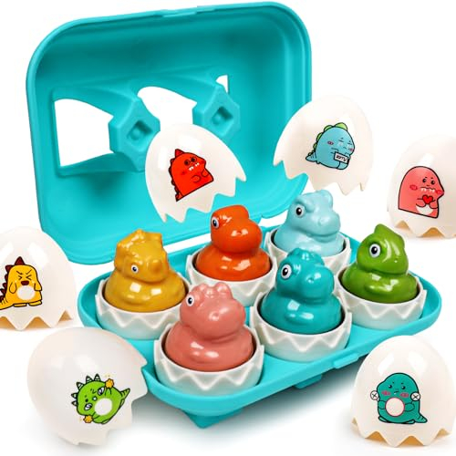 YIQOGAME Montessori Spielzeug Ab 1 2 3 Jahr,Form- Und Farblich Passendes Ei-Spielzeug Montessori Lernen Puzzle Für Kleinkinder Klangspielzeug Dinosaurier-Spielzeug