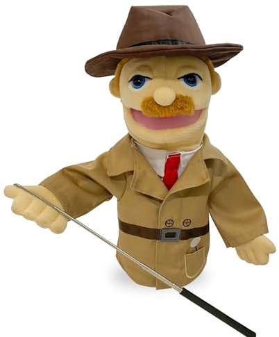 okegztoa 16Puppet Entriloquist Puppet,Hand Puppets for Kids Plush Detective Puppets for Adults with Removable Mouth Puppets for Kids Ages 4-8，Hand Puppets for Adults with Scalable Puppet Control Rod