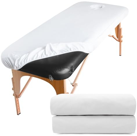 xiaozhifu 2pcs Massageliege Bezug, Spannbezug mit Loch für massageliege,Überzug für Massageliege Atmungsaktive 70 x 190 x12cm Waschbar Massage bezug(Weiß)