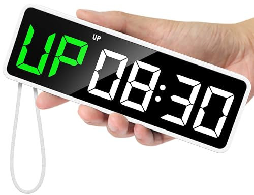 REACHER Horloge de gym portable pour garage à domicile, compte à rebours/ups, chronomètre, minuterie d'intervalle d'entraînement avec batterie puissante, aimant puissant, volume réglable, minuterie