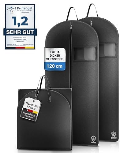 Kleidersack 2er Set 120x60cm mottensicher - Reise Kleidertasche mit Reißverschluss zur Aufbewahrung - Kleiderhülle Schutzhülle für XXL Anzüge, Mäntel, Jacken - Kleidersäcke, Anzugtasche, Hemdentasche