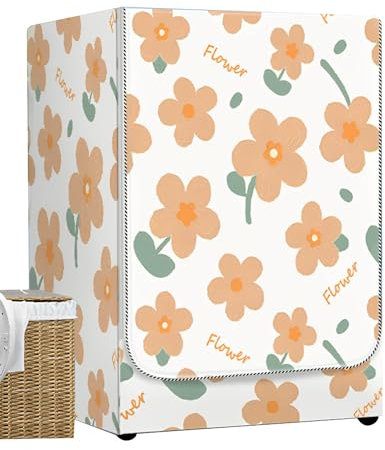 Odot Washer Dustproof Cover Front Load, Washing Machine Dryer Protector Sunscreen Waterproof Tumble Dryer Case Protective Cover for Most Front Loadi (orange flower,M-capacity 8-10kg)