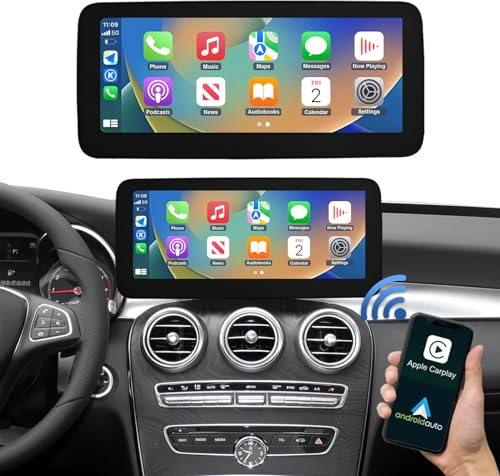 Road Top 12,3 Pulgadas Radio Coche con Carplay para Mecedes Benz C GLC V Class W205 W447 2015-2018 Año con NTG5.0 Sistema, Soporte para Inalámbrico Carplay/Android Auto/Mirrorlink