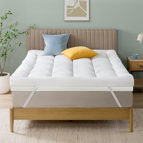 Zinus Cubrecolchón de Espuma Viscoelástica 90x190 cm - 10cm de Grosor - Diseño de Células Abiertas - Certificado Oeko-Tex - Espuma Confort - Firmeza Media - para Mejorar el Descanso y la Comodidad