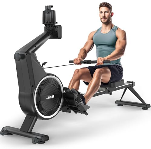 BOTORRO Rudergerät für Zuhause Magnet- und Luftwiderstand BW5 Rudergeräte Kommerzielle Max 350LB mit 10 Widerstandsstufen Einfache Montage Bluetooth LED Monitor Tablet Stand Geeignet für Ganze Familie