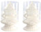 Focenat 2 Pezzi Natale Portacandele Candelieri in Metallo, Bianco Vintage Supporti per Candele Pilastri, Portacandele in Pericolo Uragano, Portacandele per Candele Regali Natale Cena Festa (Albero)