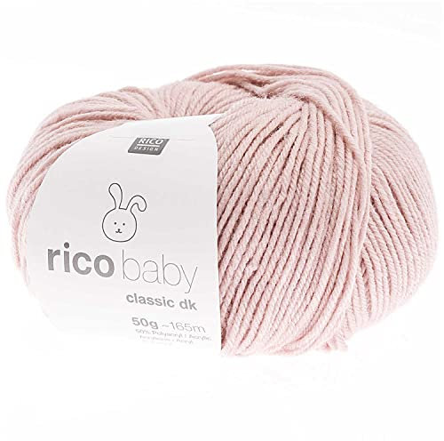 Rico Wolle Baby Classic dk, Babywolle weich und pflegeleicht zum Stricken oder Häkeln, 50% Polyamid, 50% Polyacryl, 50g 165m, Nadelstärke 3,5-4 mm (038 puder)