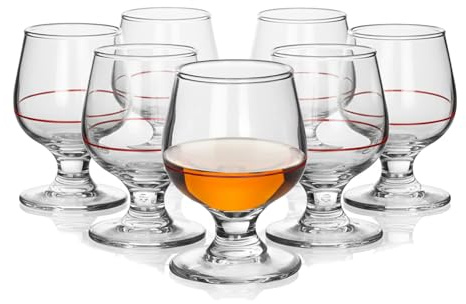 TWO TIGERS Copa de Coñac 100ml Linea Roja | Pack | Copas de Cristal | Copa Brandy Licores Coñac Whisky | Hosteleria Restaurantes Bar Fiestas Celebraciones (6, 100ml)
