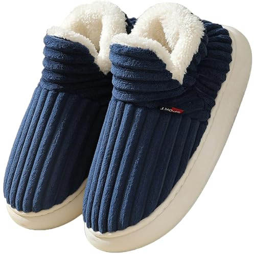 Misolin Hausschuhe Damen Winter Wärme Kordsamt Geschlossen Pantoffeln | Unisex, Weiche Memory-Schaum, Bequeme Plüsch Slippers, Rutschfeste Sohle, Indoor Outdoor