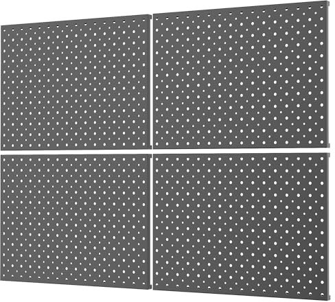 WALMANN Metall-Stecktafeln für Garage, Werkzeug-Organizer, Stecktafel für Stecktafel-Haken, kompatibel mit 0,3 cm und 0,6 cm Haken, Schwarz, 4 Stück