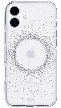 tech21 Evo Sparkle MagSafe Case for iPhone 16 Plus, Clear/Silver