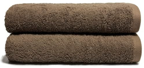 Gutherz | Handtuch Set | Badetuch Set 600g/m2 Luxusklasse | 100% Baumwolle - Weich und Saugstark (Braun, 2 x Handtuch)