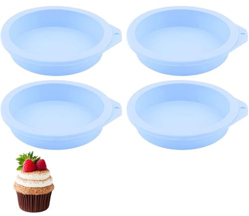 4 Pack Egg Rings, Air Fryer Egg Mould, Air Fryer Egg Mould for Fried Eggs, 4-Inch Baking Silicone Cake Pan, for Fried Egg Muffin Sandwiches Egg Ring Molds Air Fryer Accessories (Blue)