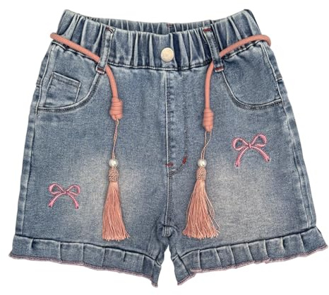Peacolate 4-10J Little&Big Mädchen Denim Sommer Shorts Teens Elastischer Bund Herz Jeans