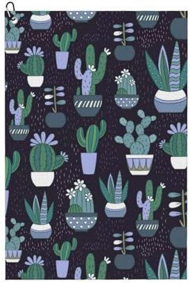 JIUTY Premium-Golf-Handtuch mit Kaktus-Sukkulenten, 40,6 x 61 cm, für Sport, Golftaschen, Schlägerreinigung