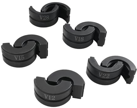 Pressbacken v Kontur, 5 Stücke Presszange Kupferrohr für 12mm, 15mm,18mm,22mm,28mm, Rohrquetschwerkzeug fur Verpressen von Kupfer- und Edelstahlrohren, Schwarz