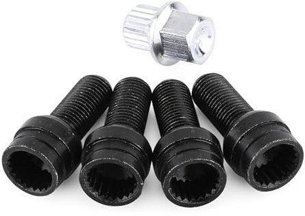 Bulloni Antifurto Per Ruote,Bulloni Ruota Set di 4+1 dadi antifurto Uso adatto per ruote e ruote in acciaio nero M14*1,5 mm con chiave, dado antifurto Uso adatto per ruote, dado antifurto Uso adatto p