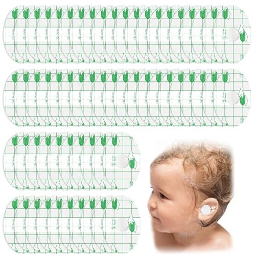 Cache Oreille Piscine Enfant, 60 Pieces Protection Oreille, Autocollants Imperméables pour Oreilles de Bébé, Patchs d'Oreille Adhésifs Jetables Doux et Respirants pour Bain d'Enfant, Shampoing, Natati