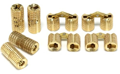 8mm Brass Barrel Hinges, 8-Piece Set - 180° Opening, Concealed Hidden Hinges for Jewellery Boxes, Small Cabinets & DIY Wood Crafts