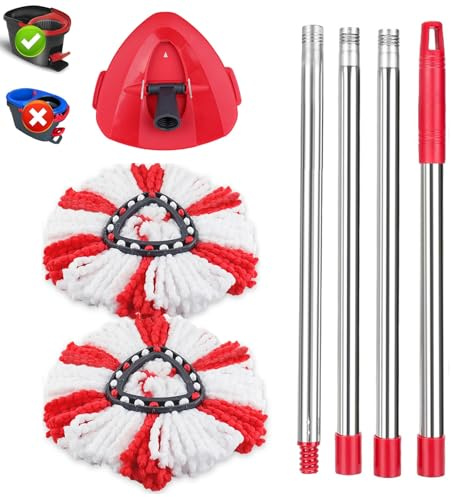 Sgizoku Spin Mop Head Combo Set Compatible with Vileda All Turbo System,Replacement for Viledas Turbo 2in1 Mops Refills Fit for Viledas/O cedar Turbo Mop Bucket