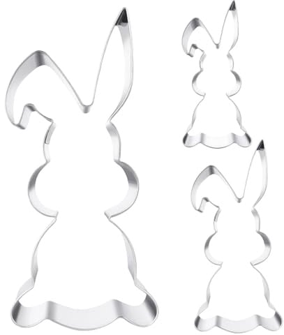 Osterhasen Ausstecher,16,8/10/8cm Groß Ausstechform Hase,3 Stück Ausstechformen Ostern Hasen Edelstahl Keksausstecher Oster Set,Hasenausstecher für Backen Kinder Ostergeschenk Plätzchenausstecher