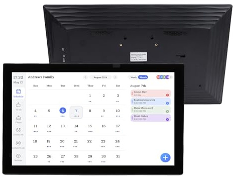 Goshyda 21,5 Zoll Digitaler Kalender und Aufgabenplan, Interaktiver WLAN-Smart-Touchscreen-Familienplaner, Unterstützt die Terminplanung, Fotoanzeige, Wandhalterung und Desktop (EU-Stecker)