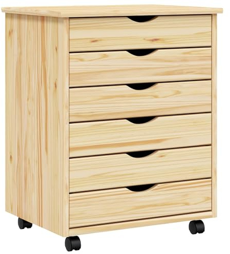 vidaXL Rollcontainer mit Schubladen MOSS 53 x 39 x 65,5 cm Klarlack