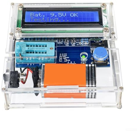 Kit tester componenti elettronici per progetti fai da te, misura transistor, diodi, condensatori e resistenze (+ guscio trasparente)