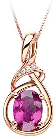 Collier en or rose 18 carats pour femmes, pendentif Tourmaline en forme de larme rouge