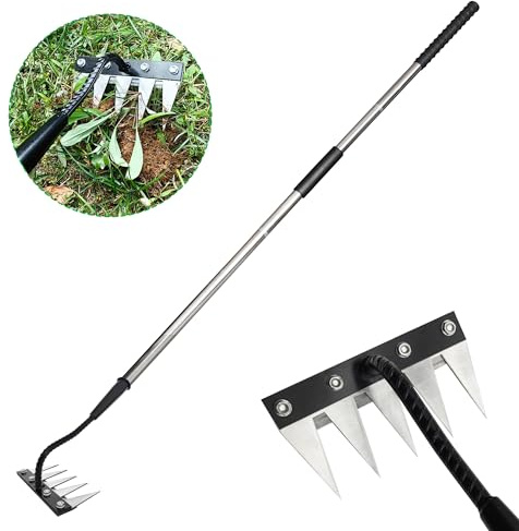 SOHNVWTGD Coal Rake Grill Ash Tool, BBQ Charcoal Stainless Steel Rake for Pizza Oven - 32 Inches