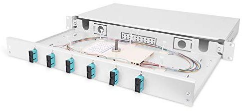 DIGITUS LWL Spleißbox 6 Kupplungen - SC - OM3 - 1HE - 19-Zoll - Multi-Mode Simplex - Mit Spleiß-Kassette - Rack-Einbau