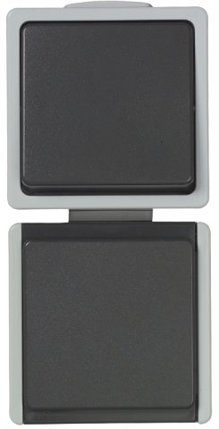 UNITEC 45247L Kombination A/W-Steckdose Aufputz senkrecht lose Aquarius FR, grau/dunkelgrau
