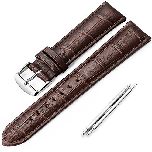 iStrap Uhrenarmbänder Krokodilmuster Echtes Leder Edelstahlschnalle Armband für Männer Frauen-18mm 19mm 20mm 21mm 22mm 24mm- Schwarz Braun