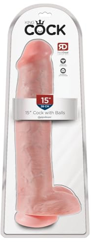 King Cock 15 Cock with Balls, Light, 38 cm