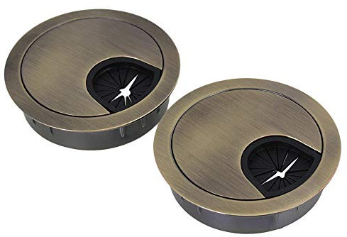 Mxfans 2PCS 50mm Bronze Computer Cable Grommet Desk Tidy Outlet Port Wire Hole Cover
