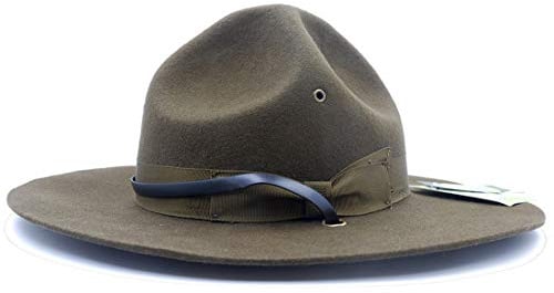 TingTingo Military Campaign Hat Drill Sergeant Instructor Mountie Ranger Hat 100% Wolle Olive