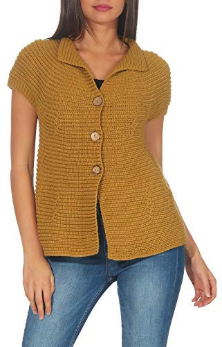Malito - Damen Strickweste - Langer Kurzarm Cardigan - Basic Strickjacke mit Knöpfen 5060