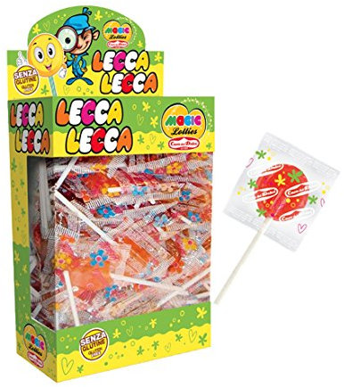 Lecca Lecca piatte al gusto frutta confezione da 400 pezzi - Magic Lollies colorate incartate singolarmente - Senza Glutine