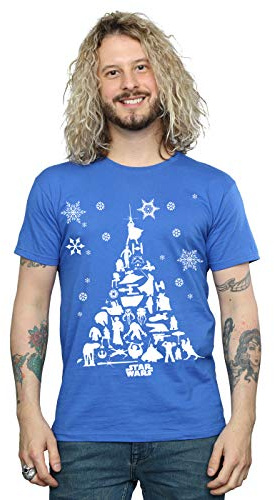 Star Wars Men's Christmas Tree T-Shirt Royal Blue XX-Large