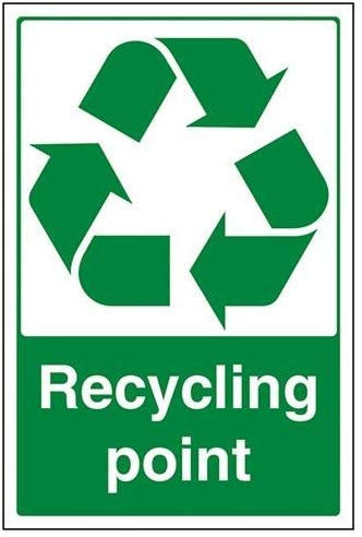 1 x Recycling Point Self Adhesive Sticker Waste Recycle Logo Sign Bin 100mm x 150mm