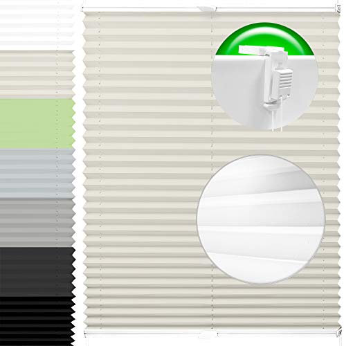 Horivert Plissee Pliseerollo mit Klemmträger Ohne Bohren Stoff Fensterrollo Klemmfix Faltrollo Jalousie Sonnenschutz Blickdicht 90x210 cm