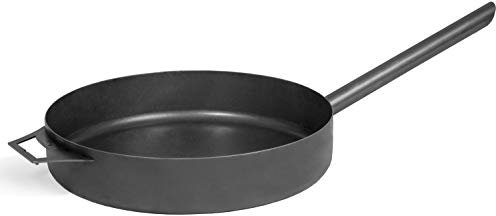 JS Garten Deko Stahlpfanne Ø 50 cm Grillpfanne mit einem langen Griff Pfanne aus natürlichem Stahl Bratpfanne CookKing