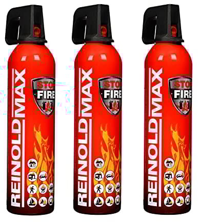 IWH Feuerlöschspray STOPFIRE A+F - Schaumlöscher ideal für Camping, Auto, Haus und Freizeit | Kleines Feuerlöschspray ideal auch für unterwegs | Inhalt: 3x750 ml; – mit Sticker