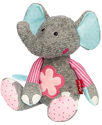 SIGIKID 42846 Stofftier Elefant rosa Patchwork Sweety Kuscheltier zum Spielen & Schmusen aus weichem Materialmix für Babys und Kinder, Jungen und Mädchen von 0 bis 8 Jahren Mehrfarbig/Elefant 31 cm