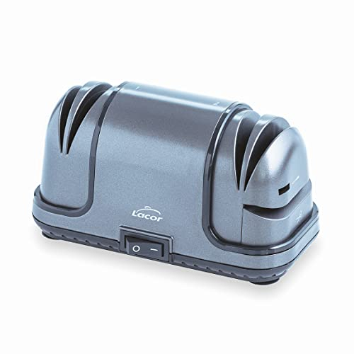 Lacor - 69341 - Aiguiseur à couteaux TitanPRO - Aiguiseur électrique - Idéal pour ciseaux ou tronçonneuse - Aiguiseur épais et fin - Finition métallique
