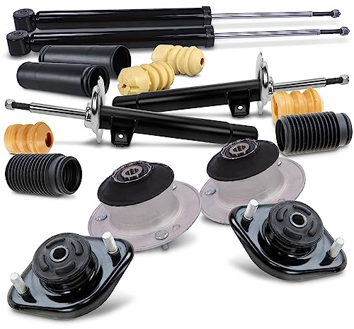 ATEC Germany 4x Gasdruck Stoßdämpfer Vorne und Hinten Federbein inkl. Domlager & Staubschutzsatz, Kompatibel mit BMW 3er (E46)