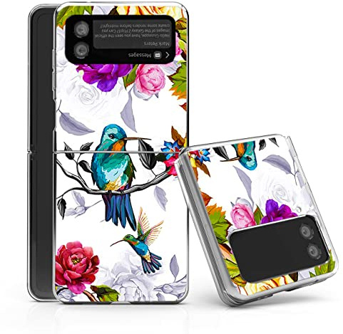 Bcov Coque pour Samsung Galaxy Z Flip 4 5G, Colibri en Fleurs Oiseau Anti-rayures Solide Coque de Protection Anti-Choc Coque de Téléphone pour Samsung Galaxy Z Flip 4 5G